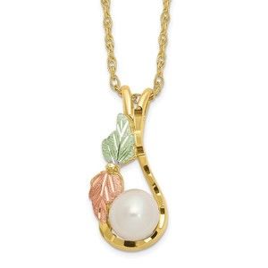 10K Tri-colorwith 12K Accents FWC Pearl Black Hills Gold Necklace